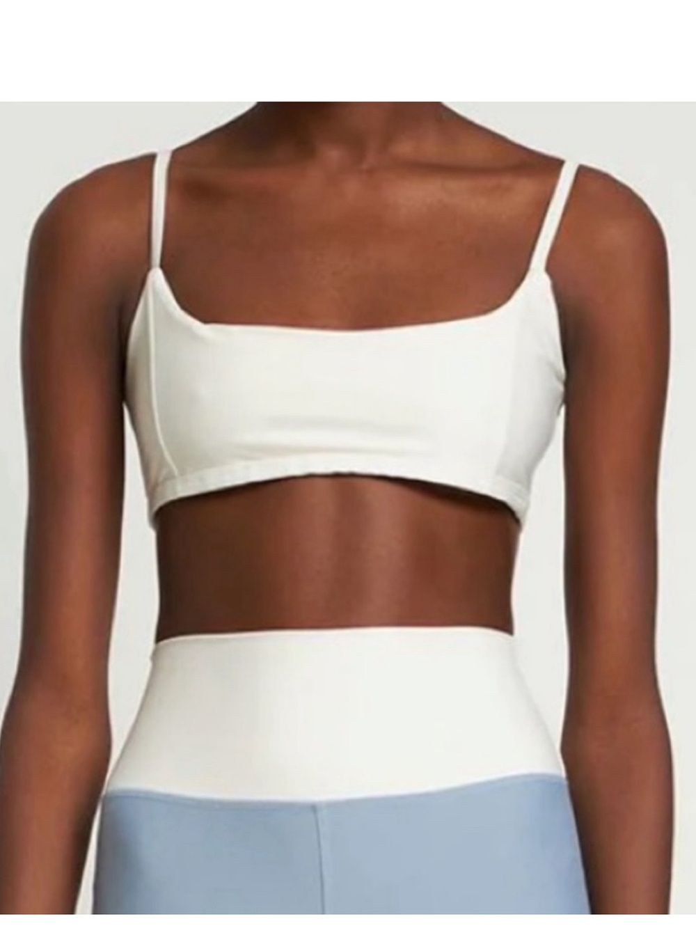 WeWoreWhat Ivory Square-Neck Slim Strap Crop Top